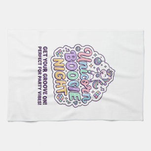 Eenhoorn Boogie Nacht Vette Typografie Grafische T Theedoek