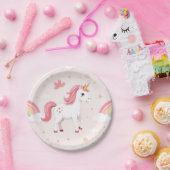 Eenhoorn Borden, Regenbogen, Bloemen, Party Papieren Bordje (Feest)
