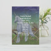 Eenhoorn Bos Gate Aardige Fantasy Feest Kaart (Staand voorkant)