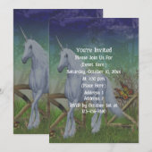 Eenhoorn Bos Gate Aardige Fantasy Feest Kaart (Voorkant / Achterkant)