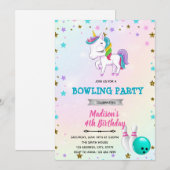 Eenhoorn bowling uitnodiging (Voorkant / Achterkant)