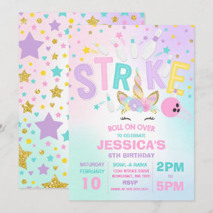 Eenhoorn Bowling Uitnodiging Bowling Verjaardagsfe