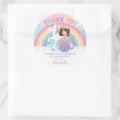 Eenhoorn Brunette Prinses Verjaardag Dank u wel Ronde Sticker (Tas)