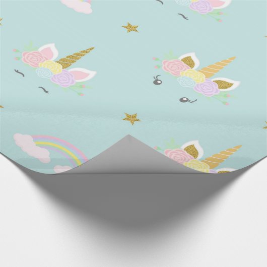 Eenhoorn cadeaupapier voor babyshower (Hoek)