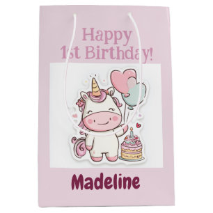 Eenhoorn cadeauverpakking, 1e verjaardag meisje, g medium cadeauzakje
