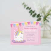 Eenhoorn Cake Bunting Vlaggen Meisjes Verjaardagsf Kaart (Staand voorkant)