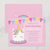 Eenhoorn Cake Bunting Vlaggen Meisjes Verjaardagsf Kaart (Voorkant / Achterkant)