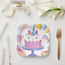 Eenhoorn Cake Papier Borden Papieren Bordje