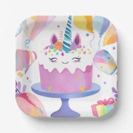 Eenhoorn Cake Papier Borden Papieren Bordje