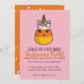 Eenhoorn Candy Corn Uitnodiging ~ de Unicandycorn! (Voorkant / Achterkant)