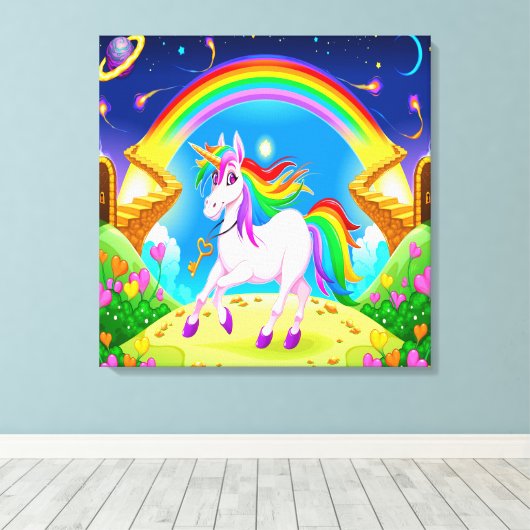  Eenhoorn Canvas Kunst (Insitu (Houten vloer))