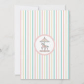 Eenhoorn Carrousel Baby shower Nodig Roze Munt uit Kaart (Achterkant)