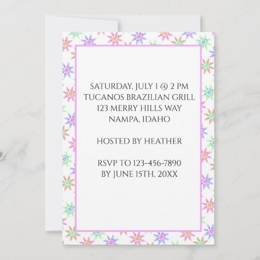 Eenhoorn Cartoon Pink Circle Het is een meisje! Kaart (Achterkant)