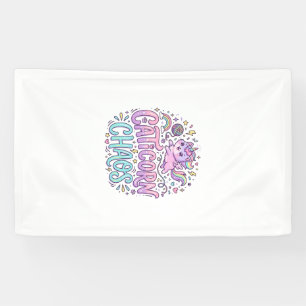 Eenhoorn Caticorn Chaos Mooie Pastelkleur Product Spandoek