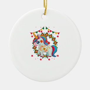 Eenhoorn Cinco De Mayo Feestje Schattige Mexicaans Keramisch Ornament