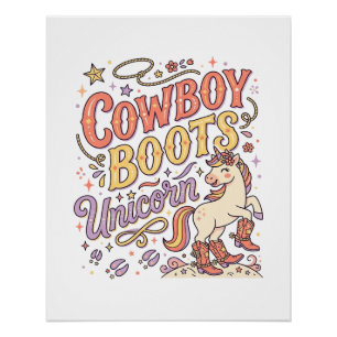 Eenhoorn Cowboylaarzen Eenhoorn Whimsical Zazzle D Perfect Poster