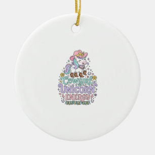 Eenhoorn Cowgirl Eenhoorn Energie Schattig Pastel  Keramisch Ornament