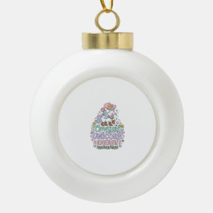 Eenhoorn Cowgirl Eenhoorn Energie Schattig Pastel  Keramische Bal Ornament