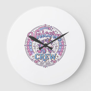 Eenhoorn Crew Speelse Print op Vraag Ontwerp_1 Grote Klok
