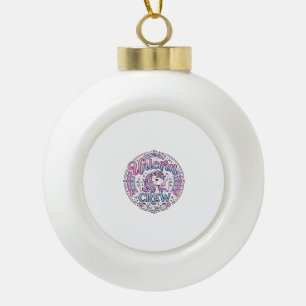 Eenhoorn Crew Speelse Print op Vraag Ontwerp_1 Keramische Bal Ornament
