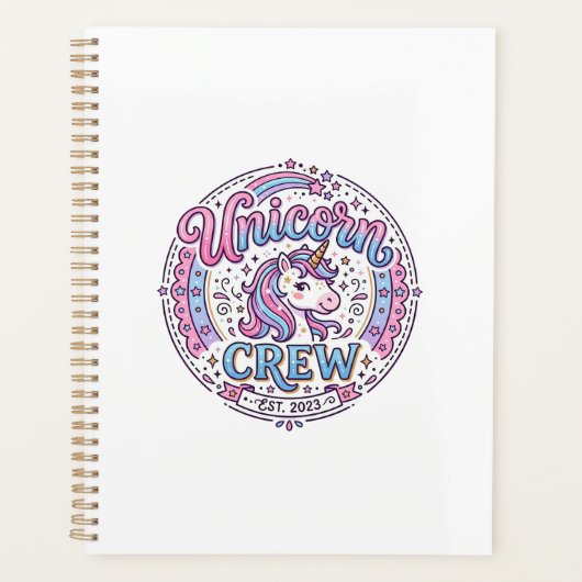 Eenhoorn Crew Speelse Print op Vraag Ontwerp_1 Planner (Voorkant)