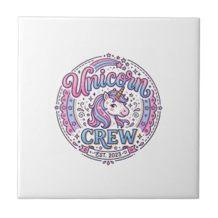 Eenhoorn Crew Speelse Print op Vraag Ontwerp_1 Tegeltje