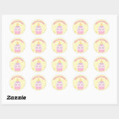Eenhoorn Cupcake Pastel Verjaardagsfeest Ronde Sticker (Vel)