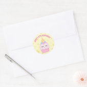 Eenhoorn Cupcake Pastel Verjaardagsfeest Ronde Sticker (Envelop)