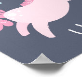 Eenhoorn Cute Roze Kraam Poster (Hoek)