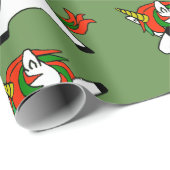 Eenhoorn Dabbing Feestelijke Kerstvakantie Cadeaupapier (Rol Hoek)