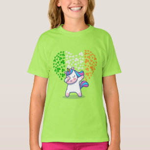 Eenhoorn Dabbing liefde valentijn Ierse vlag T-shirt