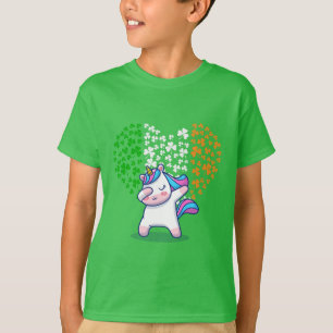Eenhoorn Dabbing liefde valentijn Ierse vlag T-shirt