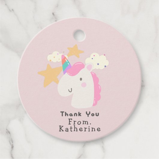 Eenhoorn Dank u cadeau labels voor verjaardagsgood (Voorkant)
