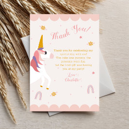 Eenhoorn Dank u kaart Magische Roze Pastel Opmerki