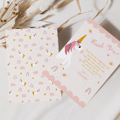 Eenhoorn Dank u kaart Magische Roze Pastel Opmerki