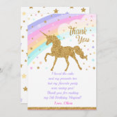 Eenhoorn Dank u kaart, Verjaardag Dank u kaart (Voorkant / Achterkant)