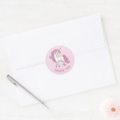 Eenhoorn Dank u Stickers - Rond Roze (Envelop)