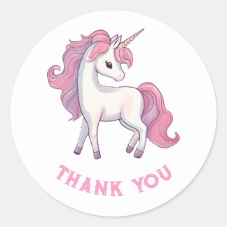 Eenhoorn Dank u Stickers - Rond Wit