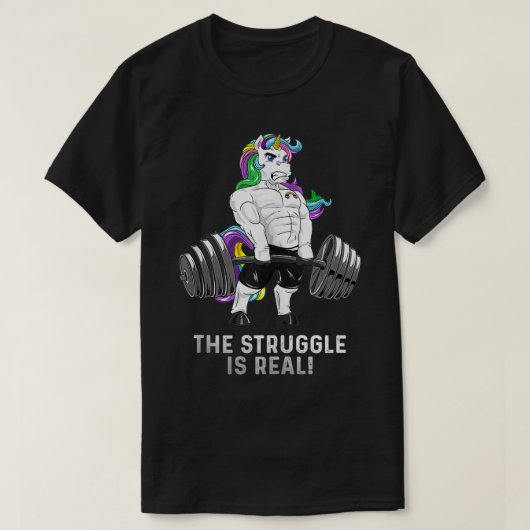 Eenhoorn deadlift Powerlifter strijd is echte Mann T-shirt (Design voorkant)