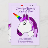 Eenhoorn Design Verjaardagsfeest voor kinderen Kaart (Voorkant / Achterkant)