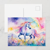 Eenhoorn die onder een glinsterende regenboog loop briefkaart (Voorkant / Achterkant)