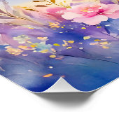 Eenhoorn die onder een glinsterende regenboog loop perfect poster (Hoek)