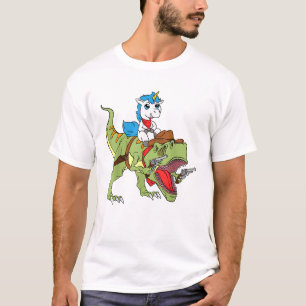 Eenhoorn die op dinosaurus rijdt jongens meisjes c t-shirt