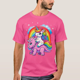 Eenhoorn die op Dinosaurus Triceratops Rijdt Funny T-shirt