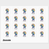 Eenhoorn die op een dinosaurus rijdt Regenboog Naa Vierkante Sticker (Vel)