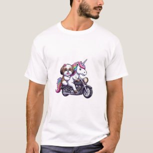 Eenhoorn die op een motor rijdt Meisjes Vrouwen Ki T-shirt