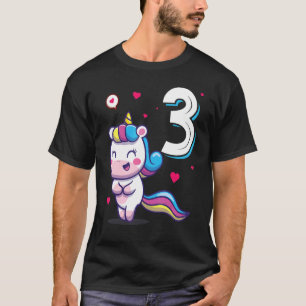 Eenhoorn Dier 3e verjaardag Meisje B Dag 3 Jaar Ol T-shirt