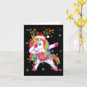 Eenhoorn Dier Kerstman Hoed Lelijk Kerstboom Licht Kaart (Gele Bloem)