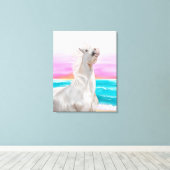 Eenhoorn digitaal olieverfschilderij op doek canvas afdruk (Insitu (Houten vloer))