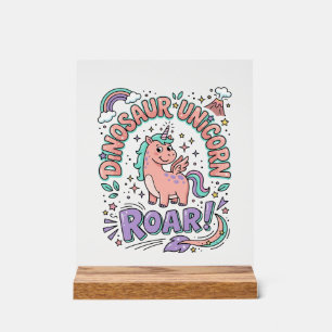 Eenhoorn Dinosaurus Eenhoorn Brul Retro Stijl T-Sh Acryl Bord